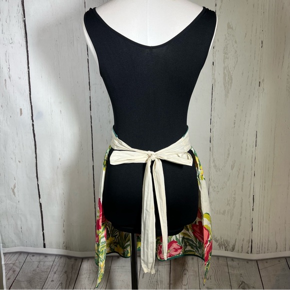 Vintage Floral Botanical Hostess Half Apron Kitchen Cooking Baking - Picture 4 of 13